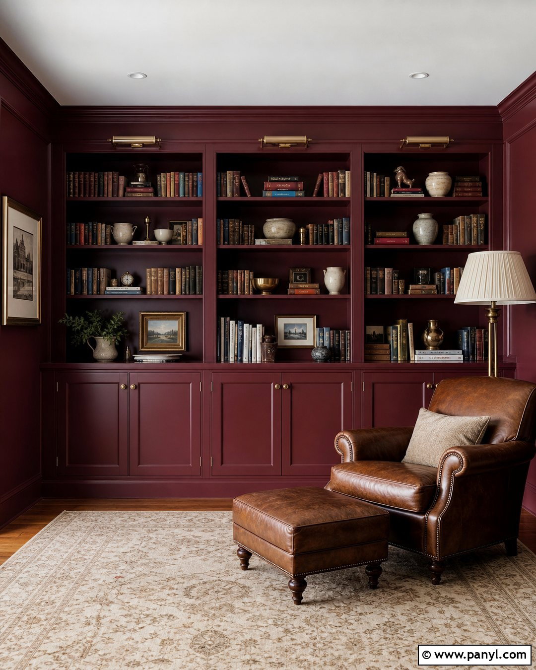 Red Accent Wall With Built-In Shelves - 25 Red Accent Walls
