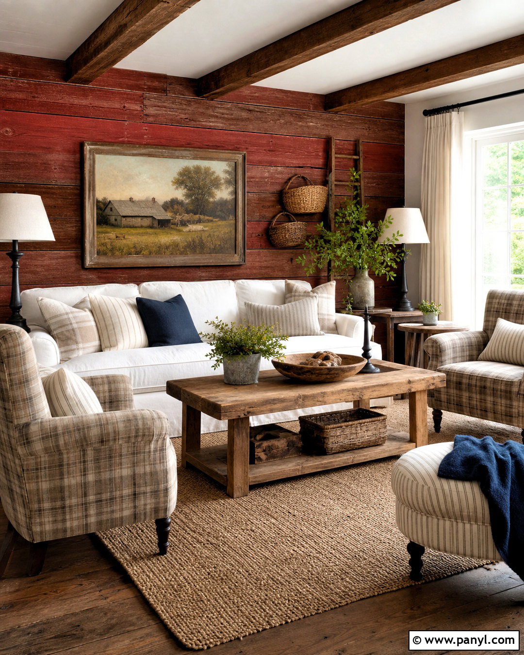 Red Accent Wall With Farmhouse Decor - 20 red accent wall living room ideas