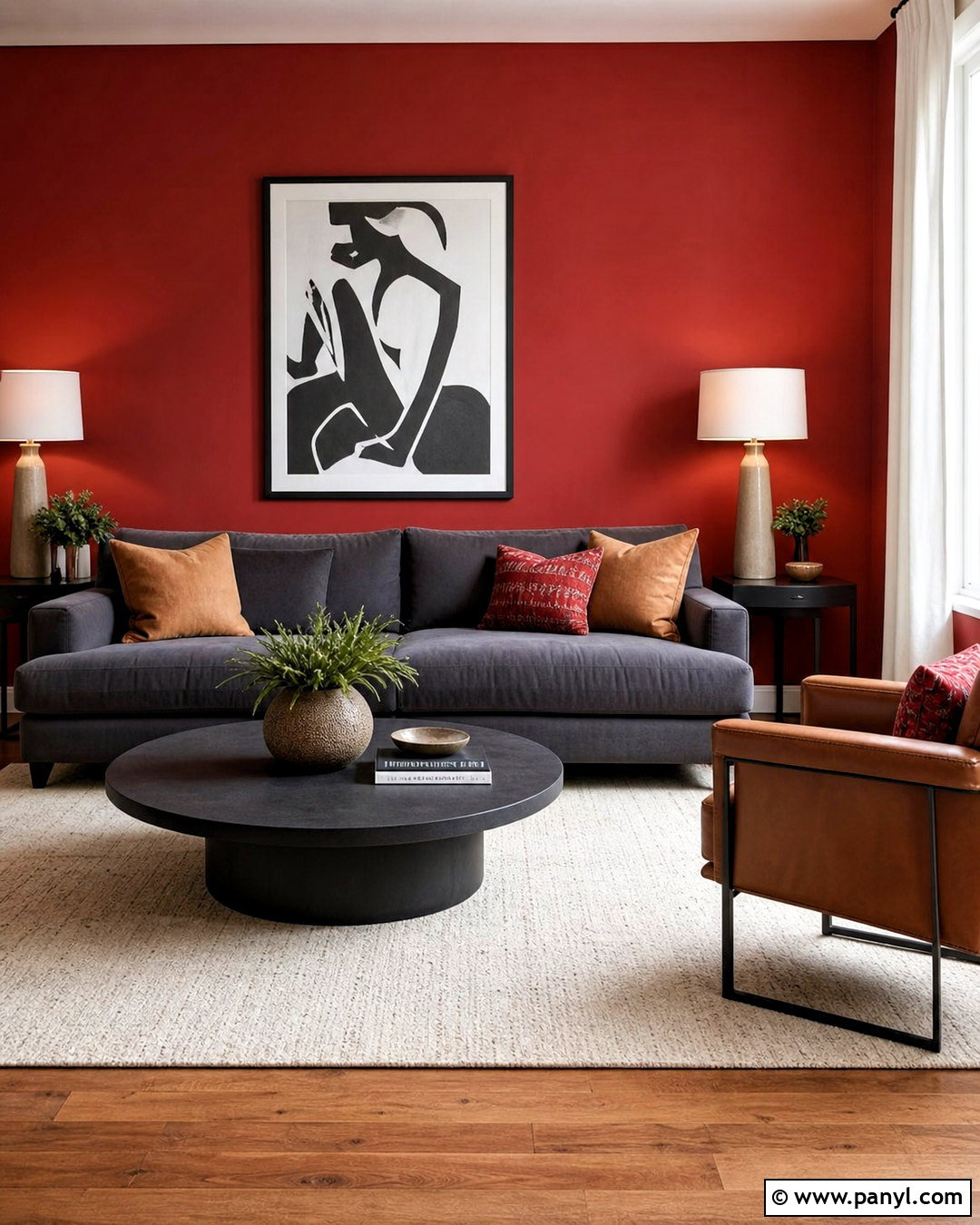 Red Accent Wall With Gray Sofa - 20 red accent wall ideas