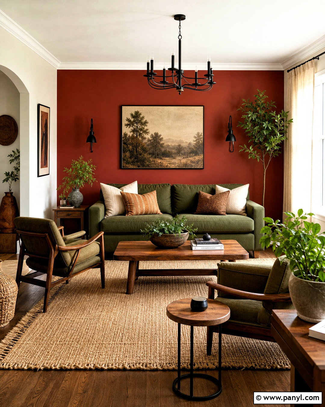 Red Accent Wall With Green Decor - 20 red accent wall ideas
