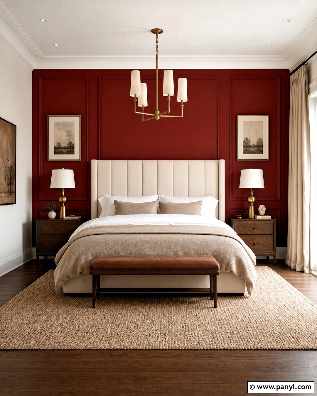 Red Accent Wall With Molding - 20 red accent wall bedroom ideas