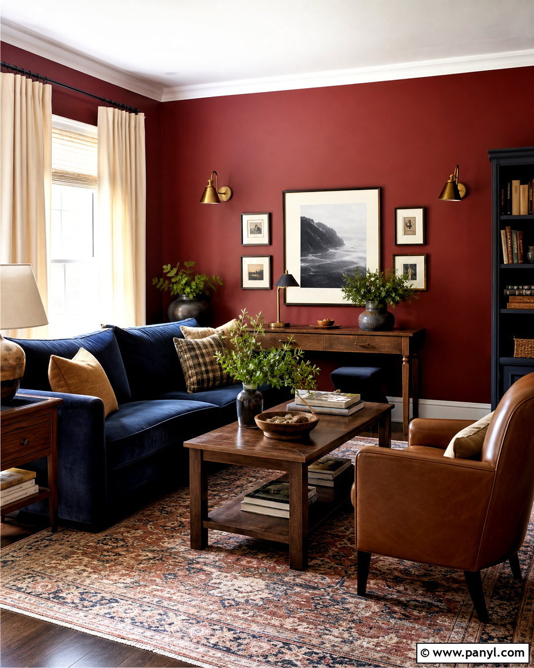 Red Accent Wall With Navy Decor - 20 red accent wall ideas