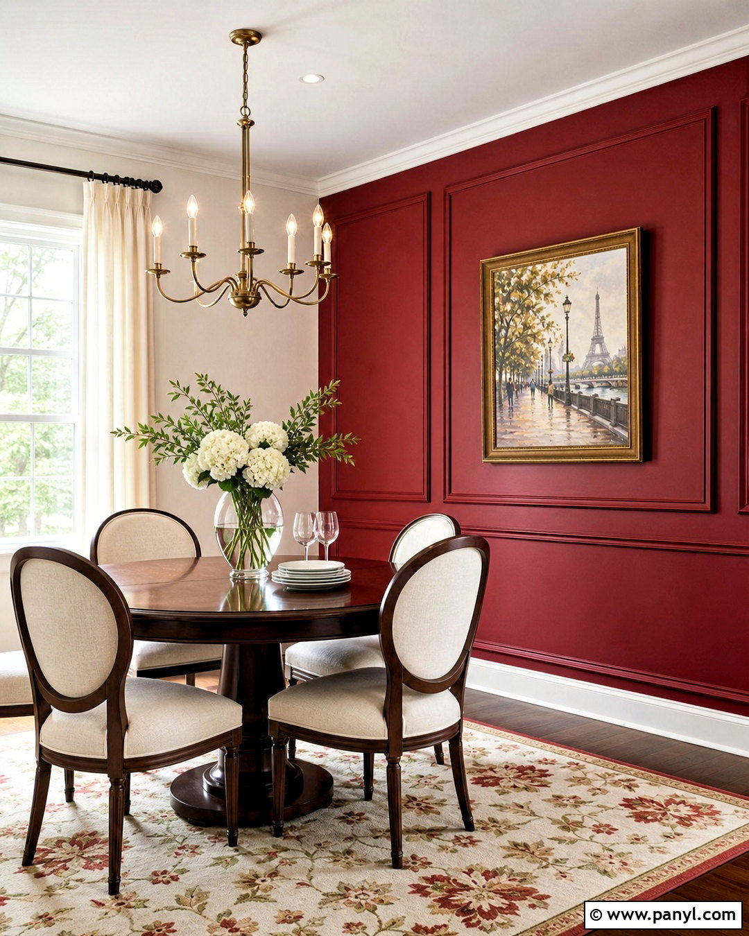 Red Accent Wall With Picture Frame Molding - 20 red accent wall ideas