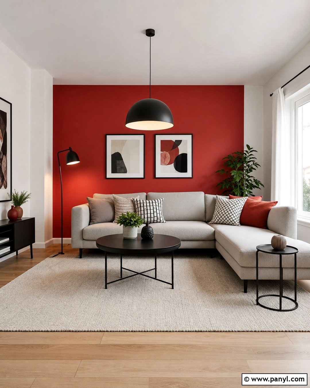 Red Accent Wall With White Surrounding Walls - 20 Red And White Walls