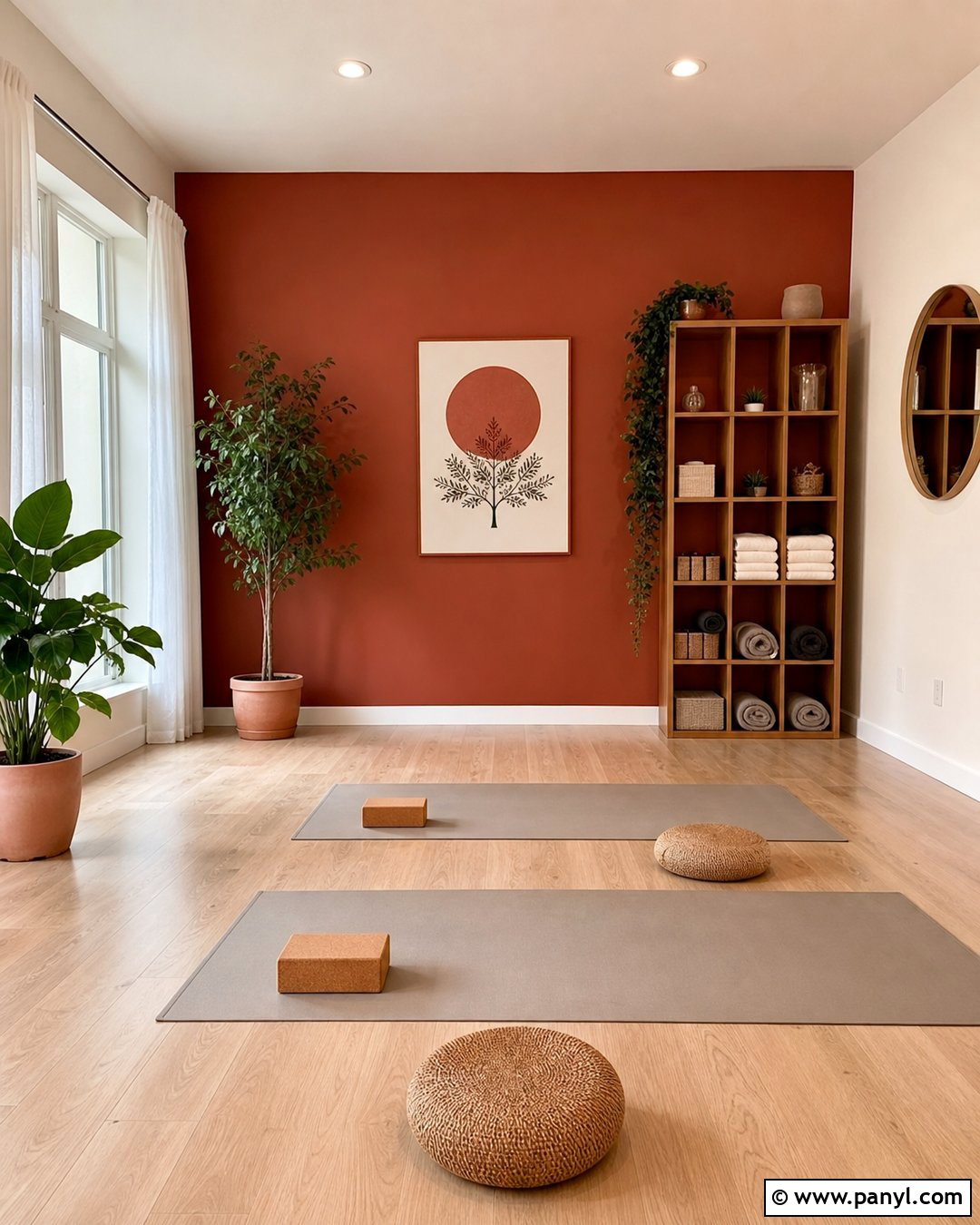 Red Accent Wall Yoga Studio - 20 Red Accent Wall Gym Ideas
