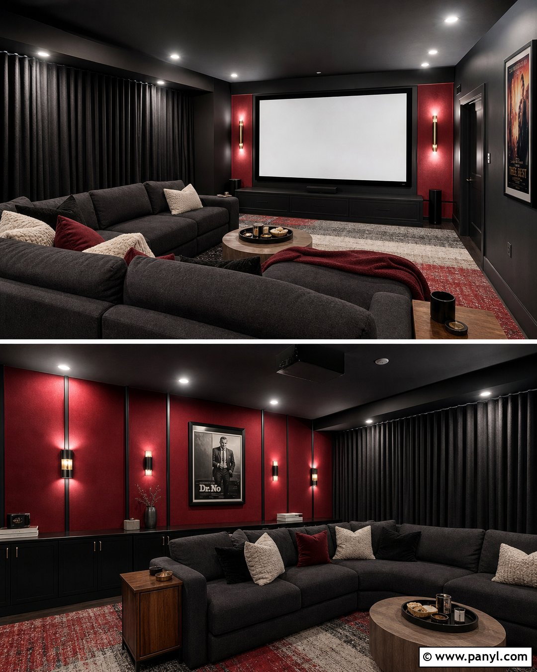 Red And Black Media Room Wall - 25 Red And Black Walls