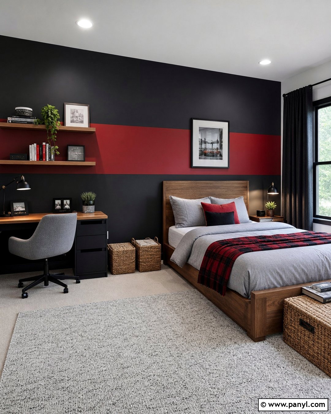 Red And Black Teen Bedroom Wall - 25 Red And Black Walls