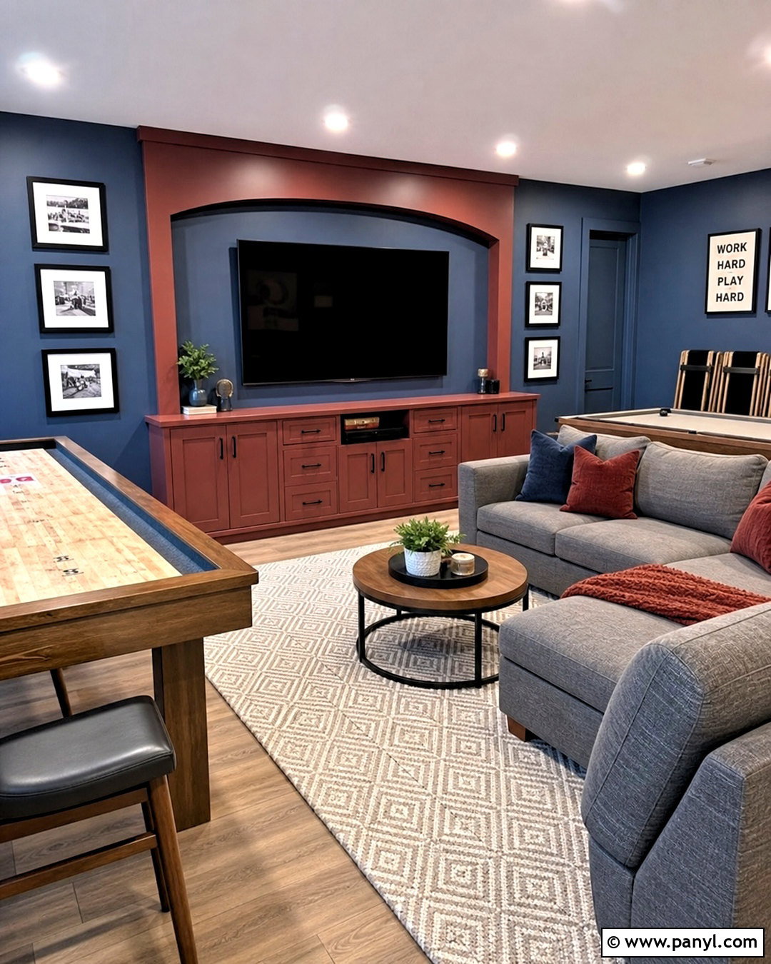 Red And Blue Two Tone Game Room - 20 two tone room ideas
