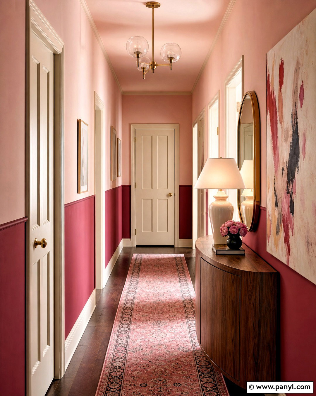 Red And Blush Hallway - 20 red hallway ideas