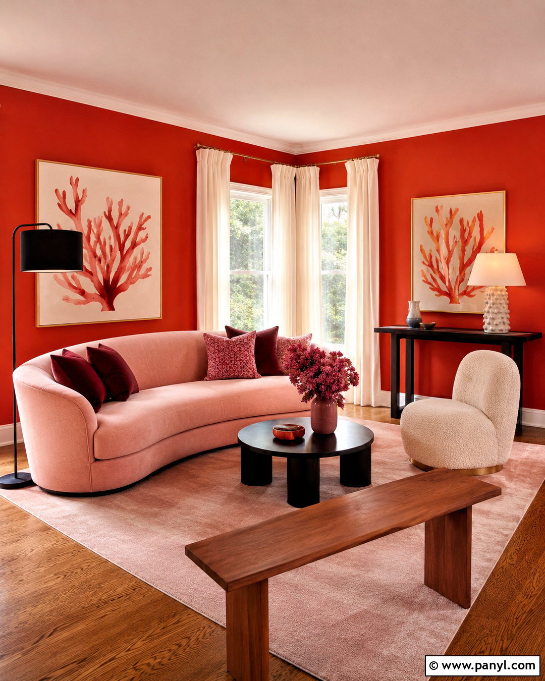 Red And Blush Pink Living Room - 20 living room red walls