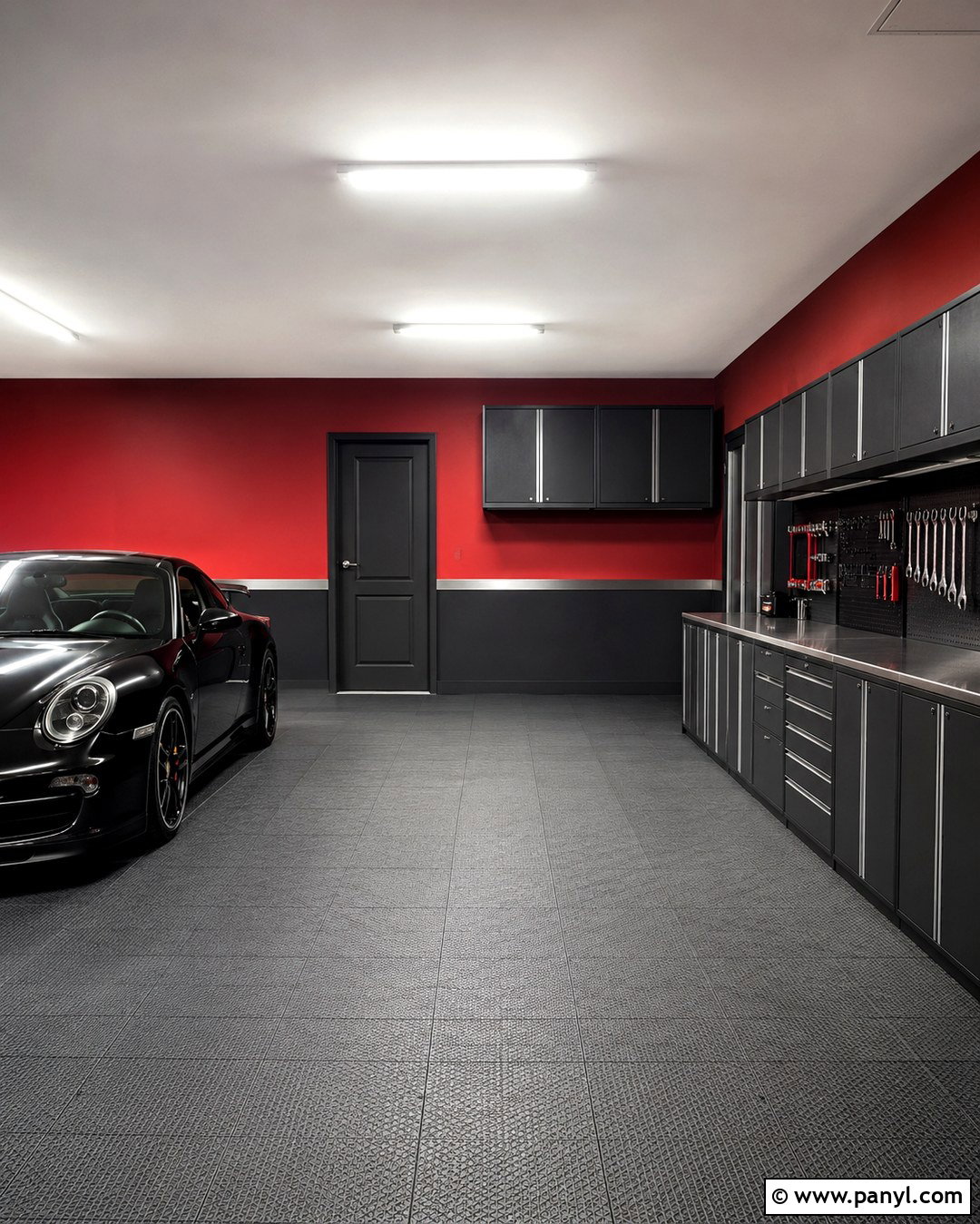 Red And Charcoal Garage Walls - 20 Red Garage Walls