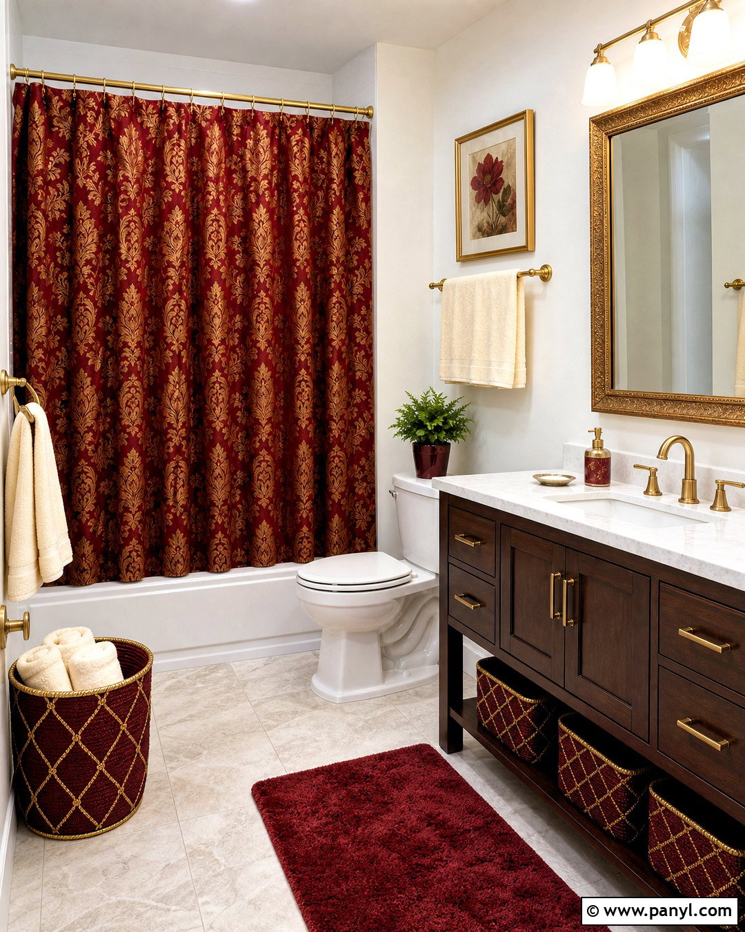 Red And Gold Damask Print Bathroom - 20 red and gold damask print ideas