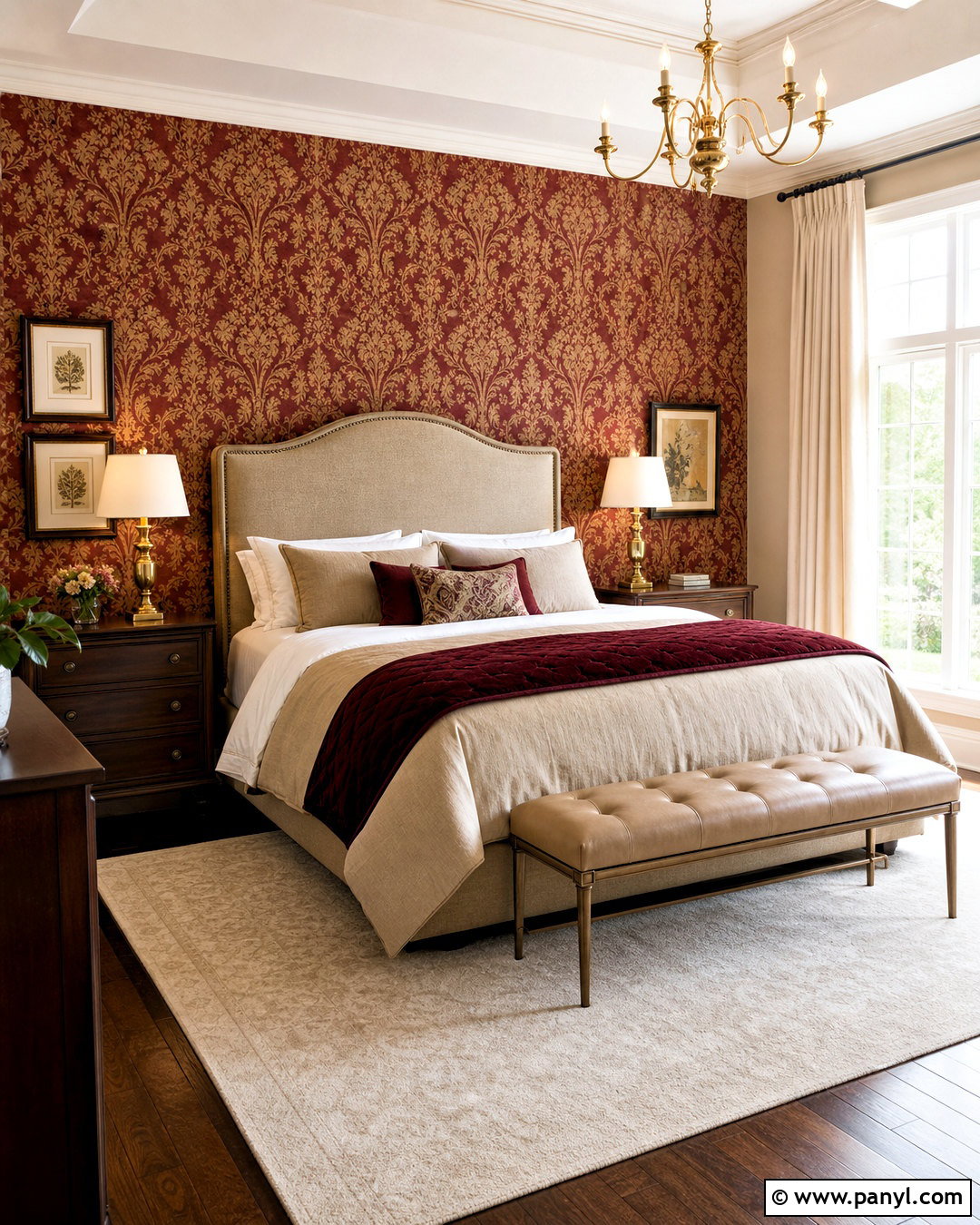 Red And Gold Damask Print Bedroom - 20 red and gold damask print ideas