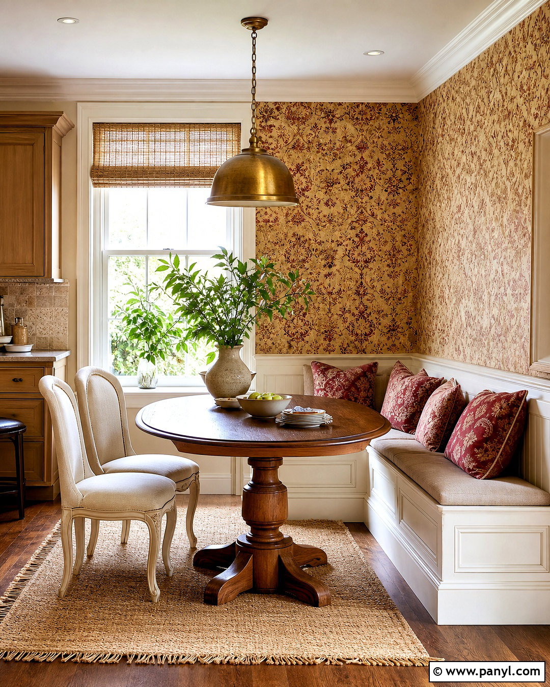 Red And Gold Damask Print Breakfast Nook - 20 red and gold damask print ideas