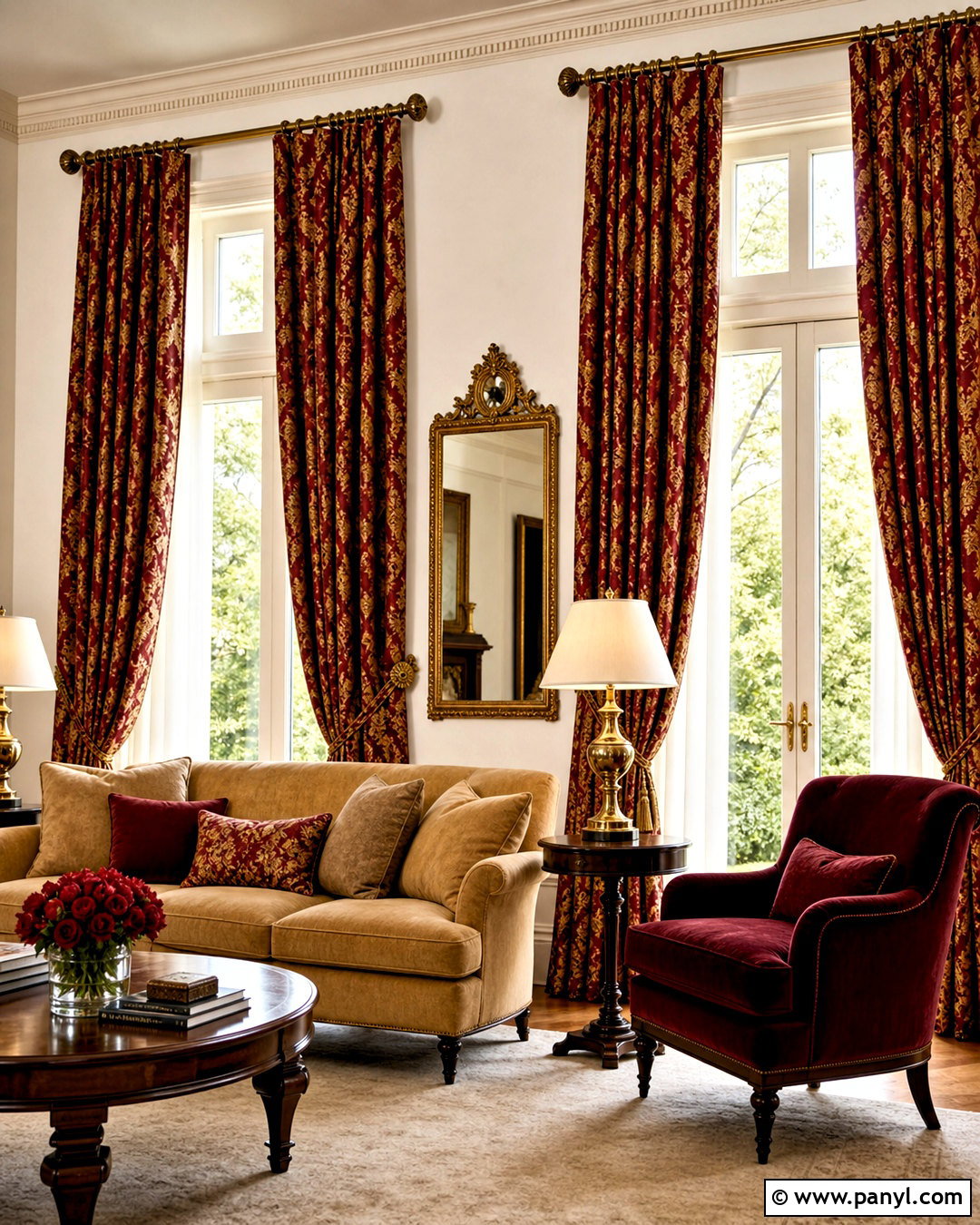 Red And Gold Damask Print Curtains - 20 red and gold damask print ideas