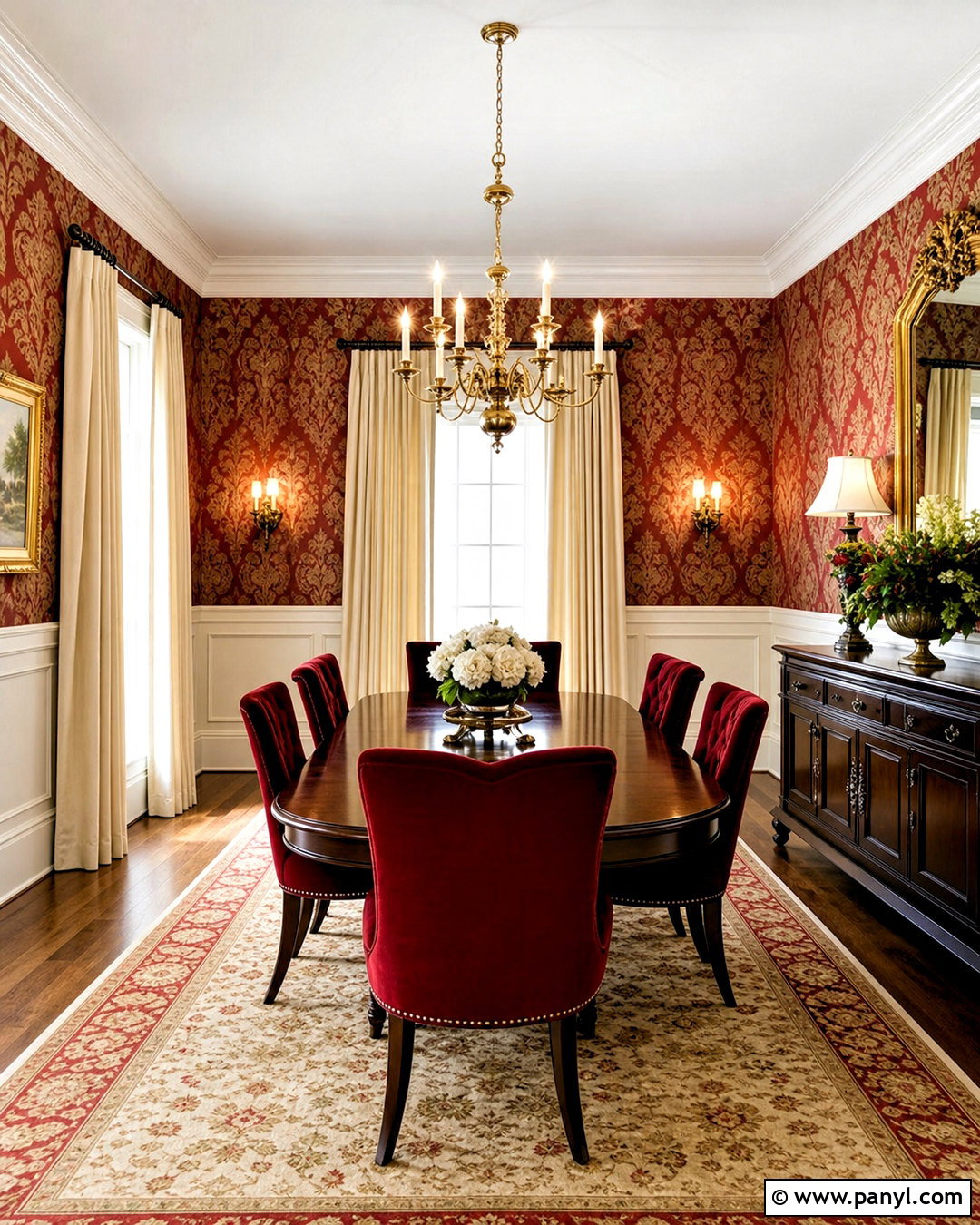 Red And Gold Damask Print Dining Room - 20 red and gold damask print ideas