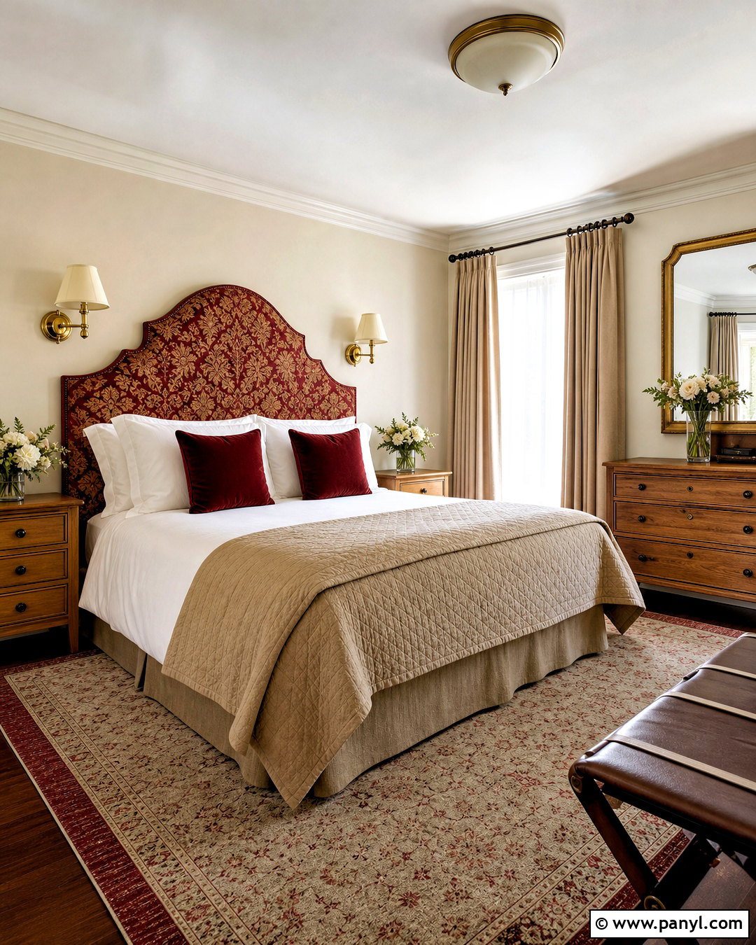 Red And Gold Damask Print Guest Bedroom - 20 red and gold damask print ideas