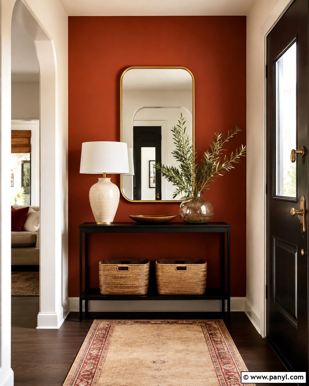 Red And Gold Entryway Wall - 20 Red And Gold Wall Ideas
