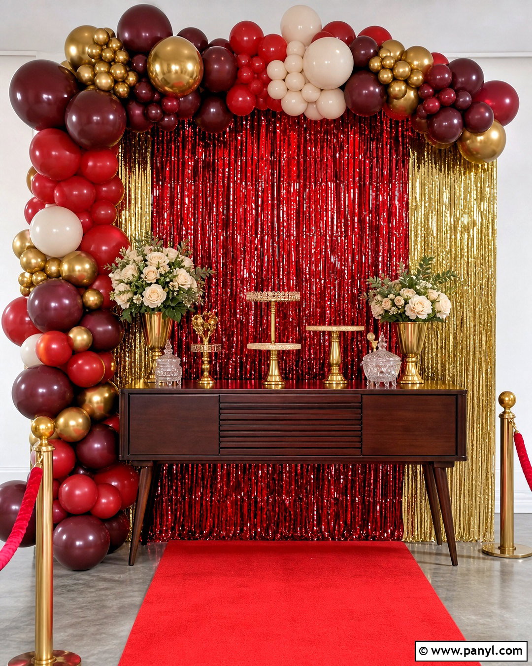 Red And Gold Foil Wall Backdrop - 20 foil wall backdrop ideas