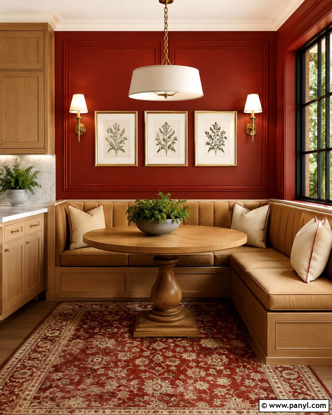 Red And Gold Kitchen Banquette Wall - 20 Red And Gold Wall Ideas
