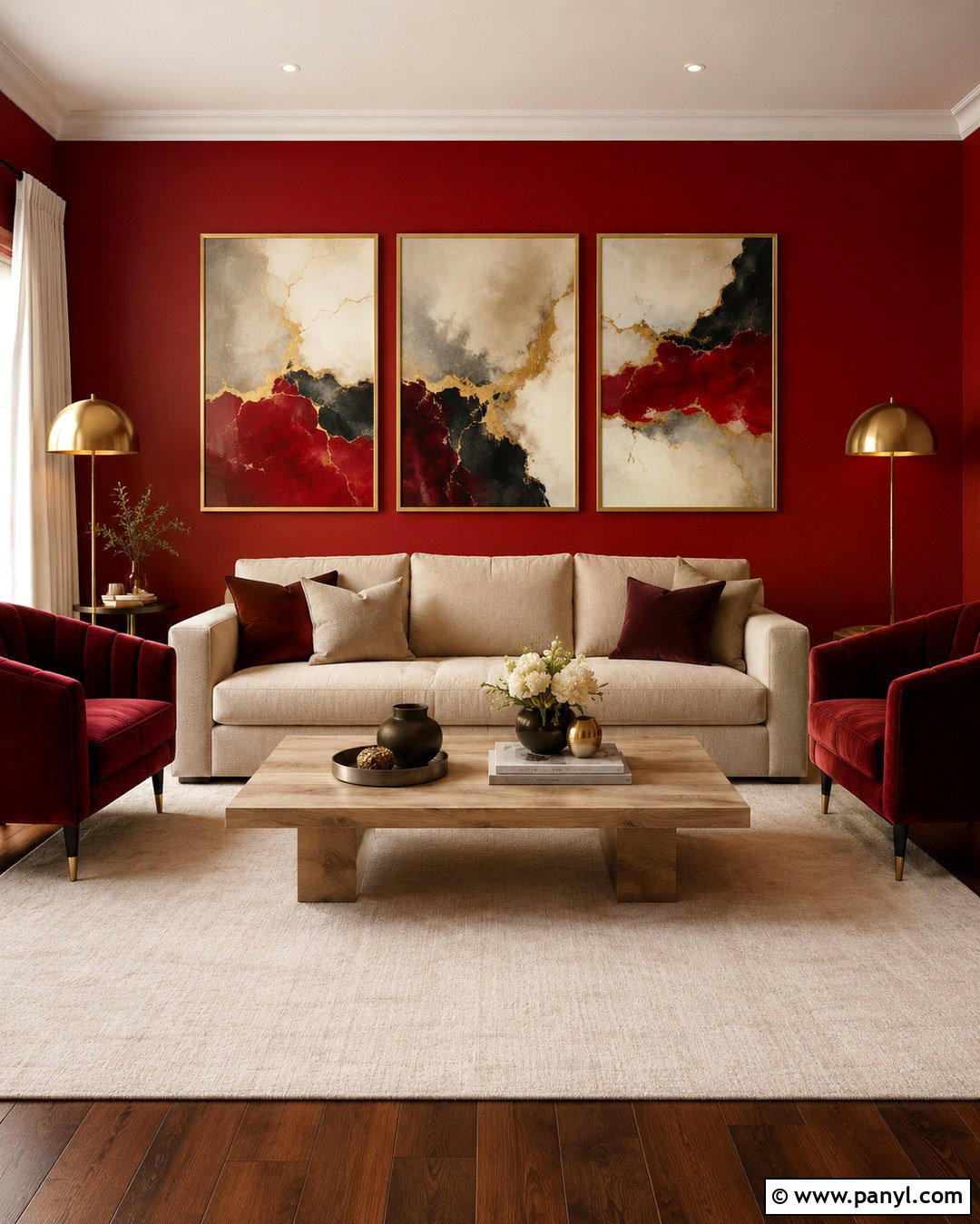 Red And Gold Living Room Accent Wall - 20 Red And Gold Wall Ideas