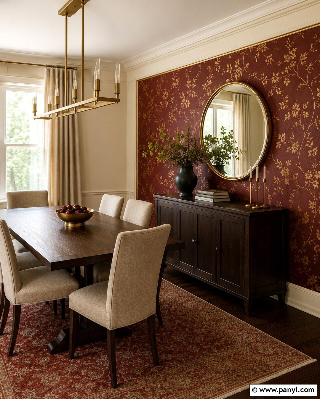 Red And Gold Wallpaper Dining Room - 20 Red And Gold Wall Ideas