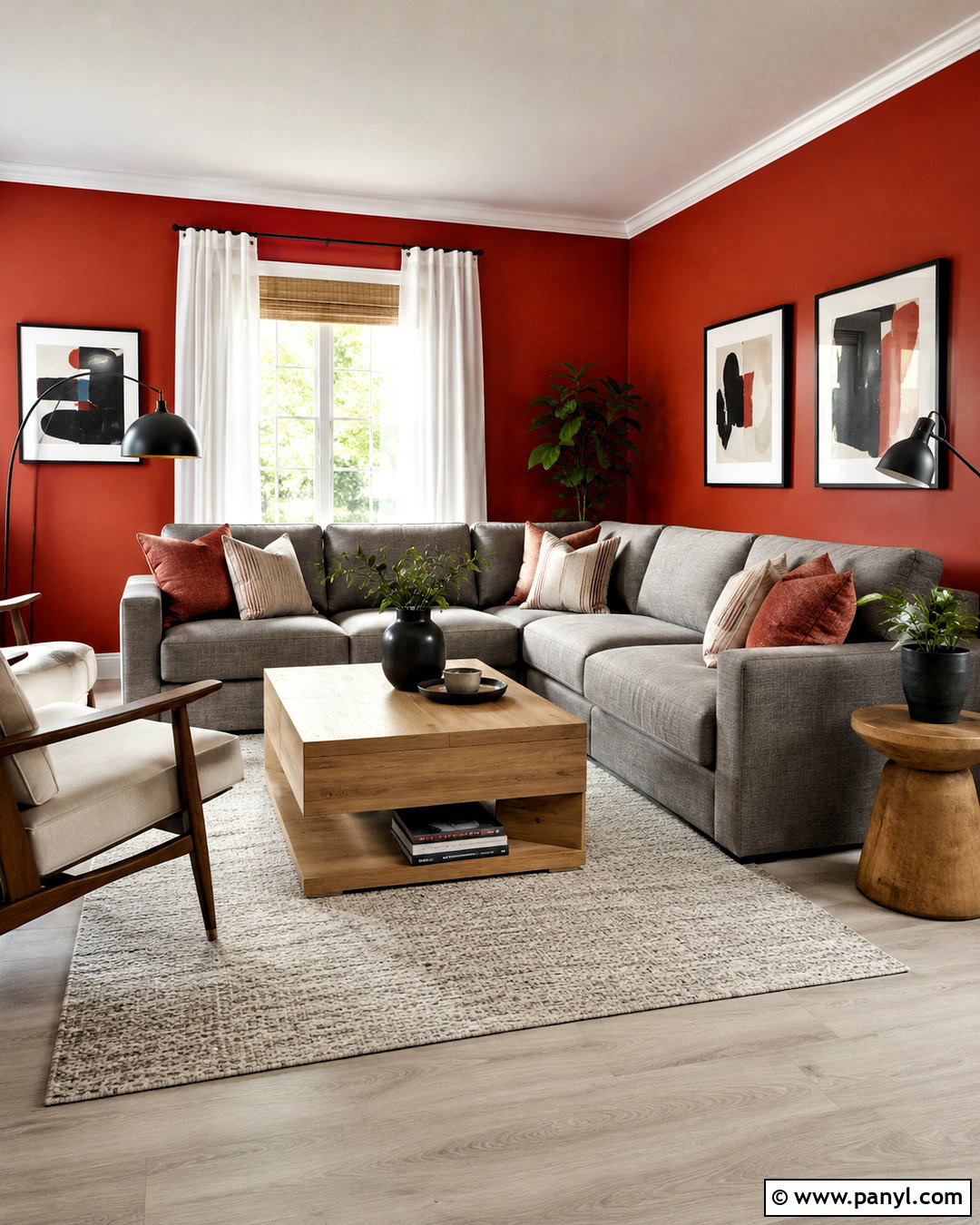 Red And Gray Living Room - 20 living room red walls