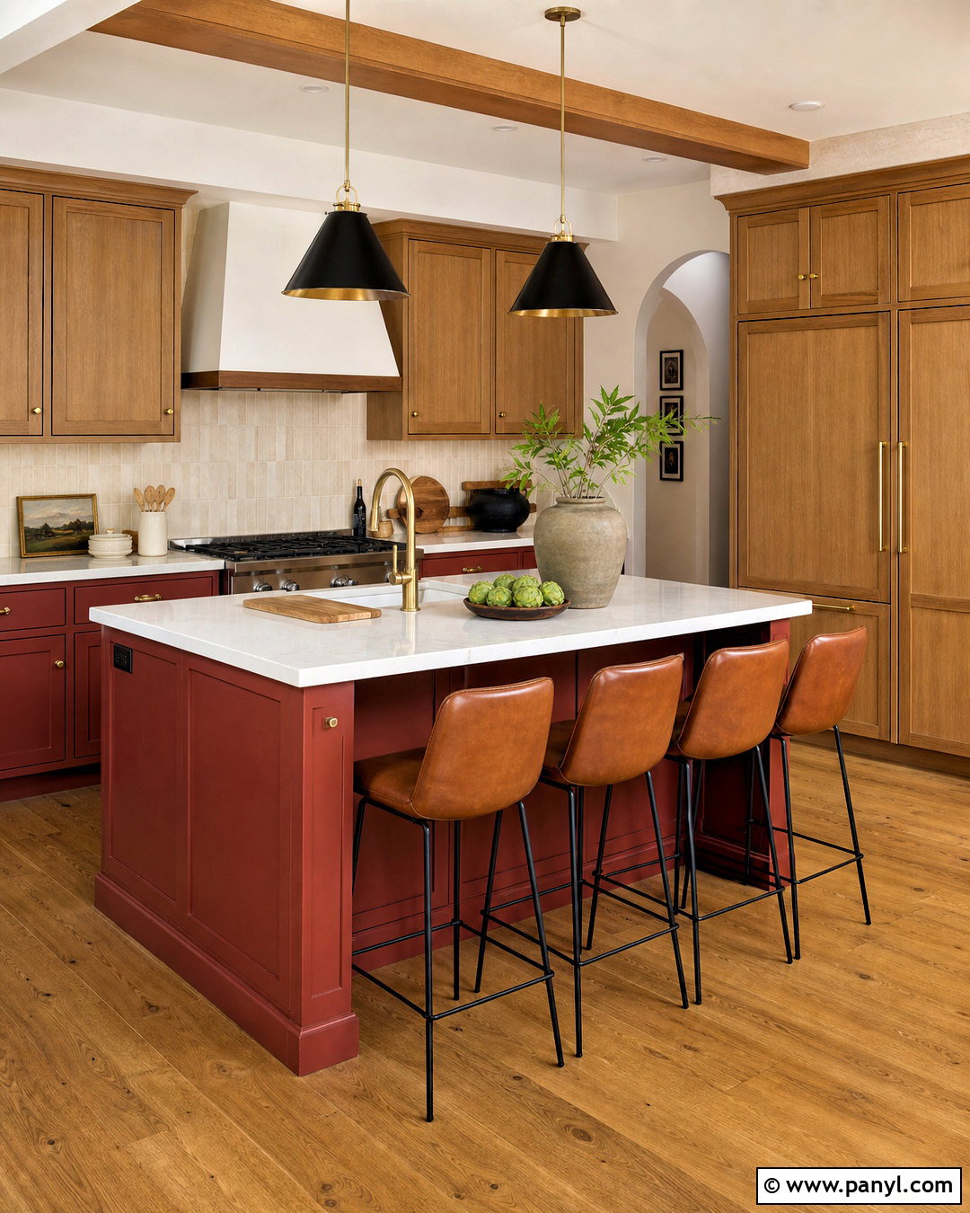 Red And Natural Wood Kitchen - 20 kitchen color combinations ideas