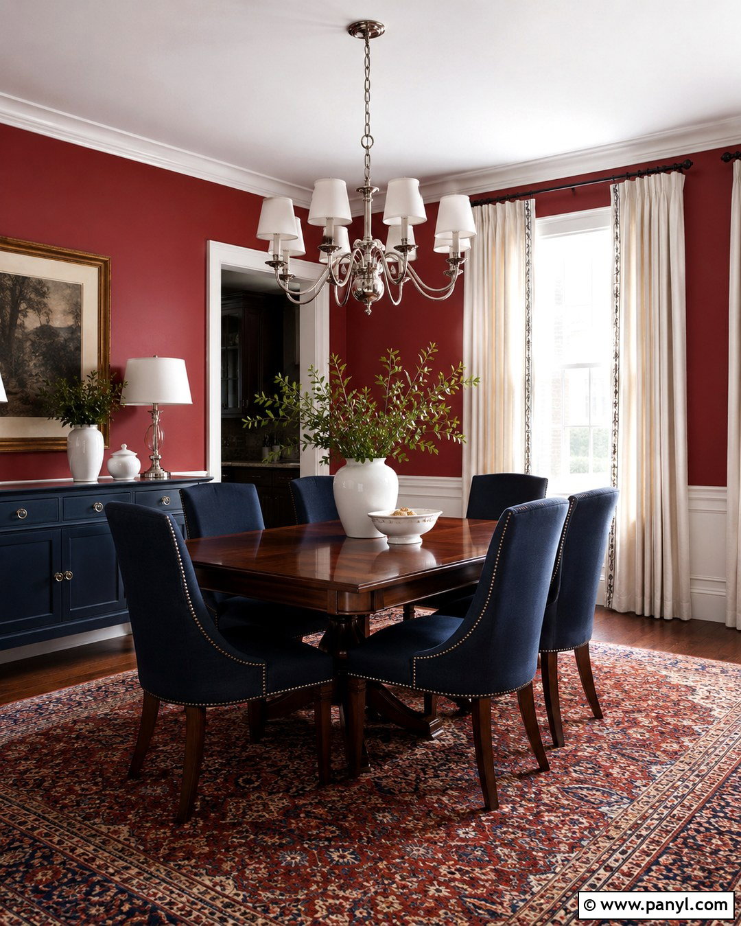 Red And Navy Dining Room Walls - 20 Red Wall Paint Ideas