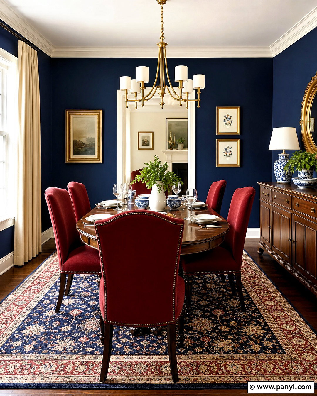 Red And Navy Dining Room - 20 red color palette ideas