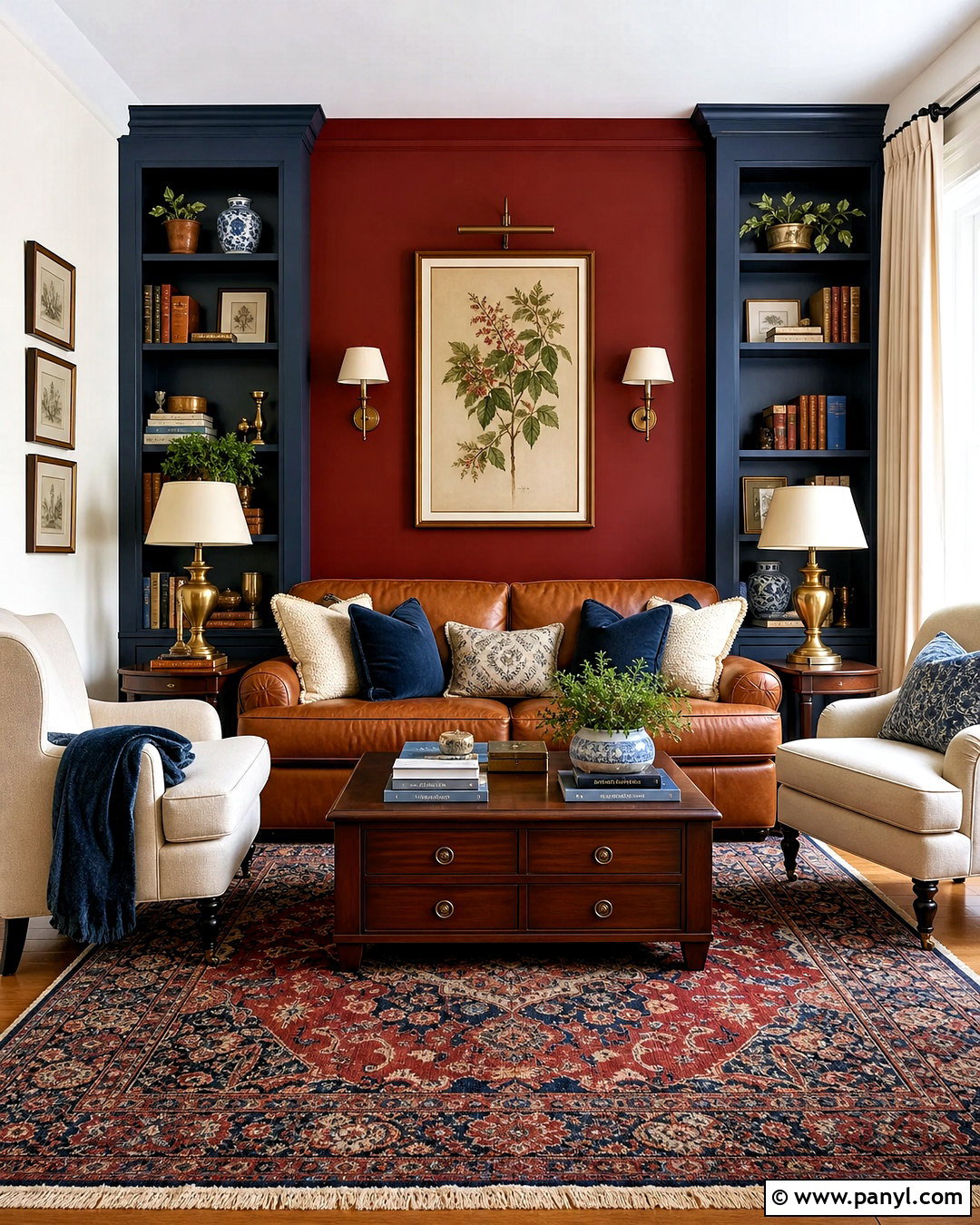 Red And Navy Living Room Walls - 20 red wall painting ideas