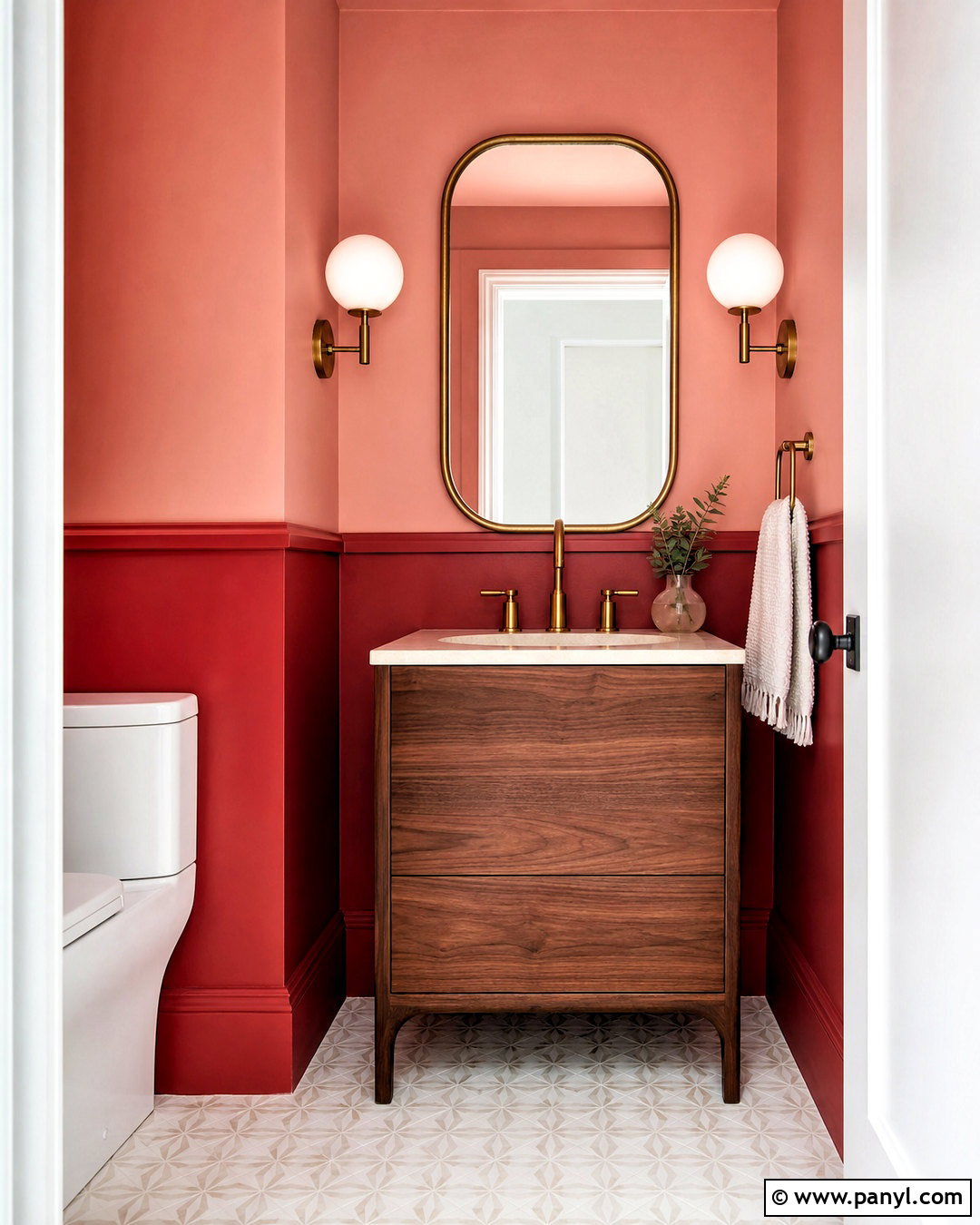Red And Pink Powder Room Walls - 20 two color wall ideas