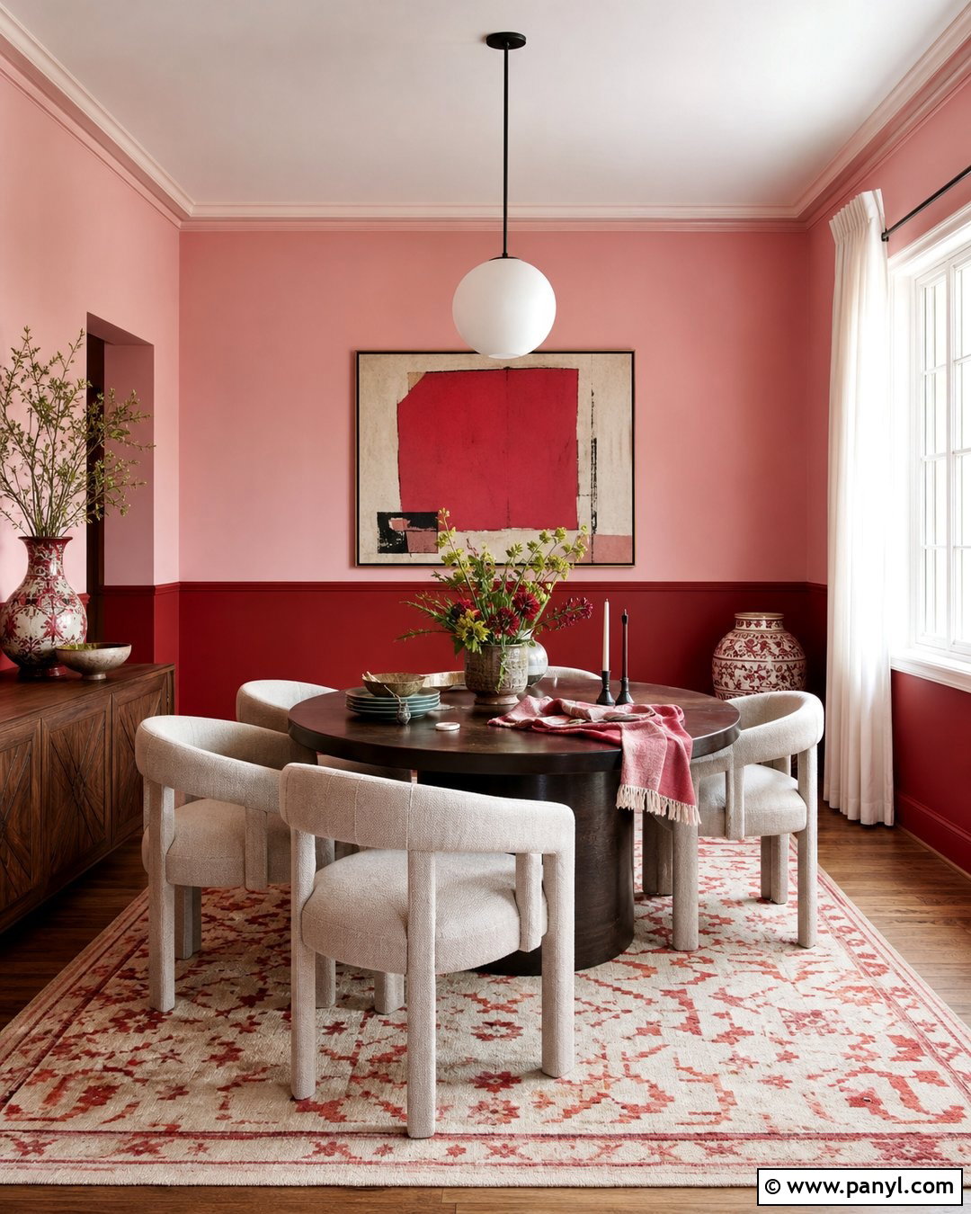 Red And Pink Two Color Wall - 25 2 Color Wall ideas