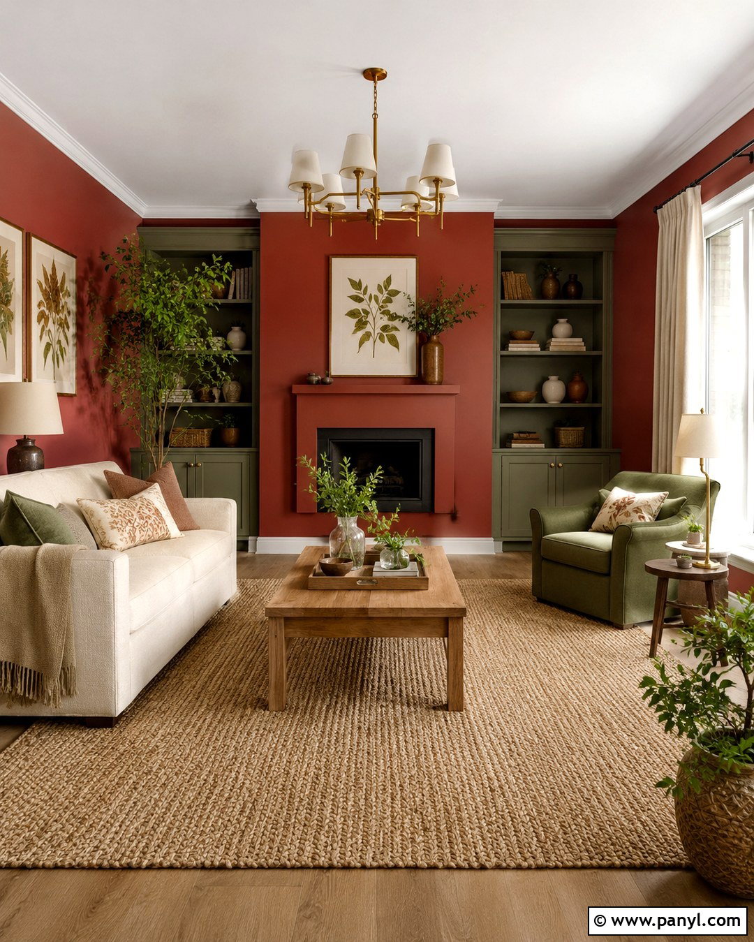 Red And Sage Green Living Room Walls - 20 Red Wall Paint Ideas