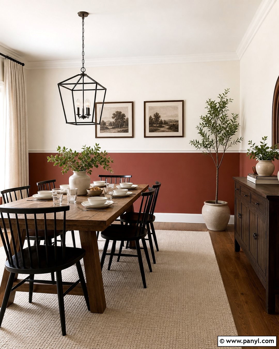Red And Soft White Half Painted Walls - 35 half and half painted walls