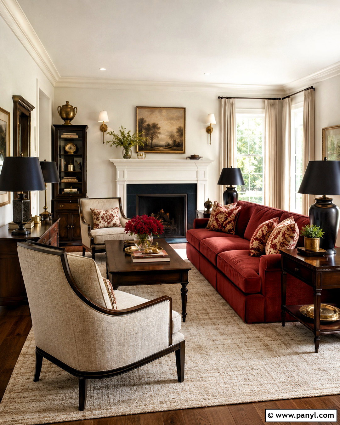 Red And Soft White Living Room - 20 color combinations home living rooms