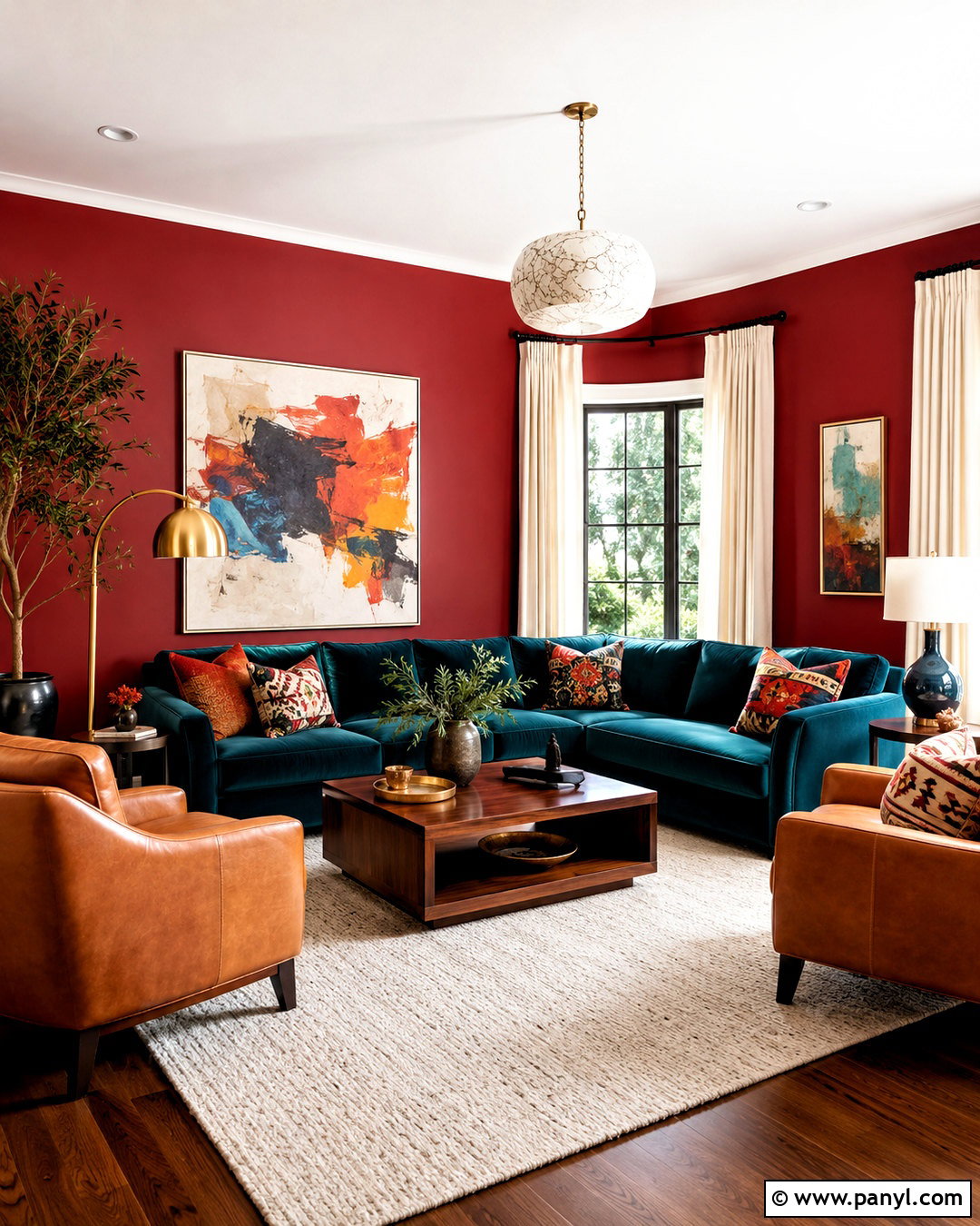 Red And Teal Living Room - 20 living room red walls