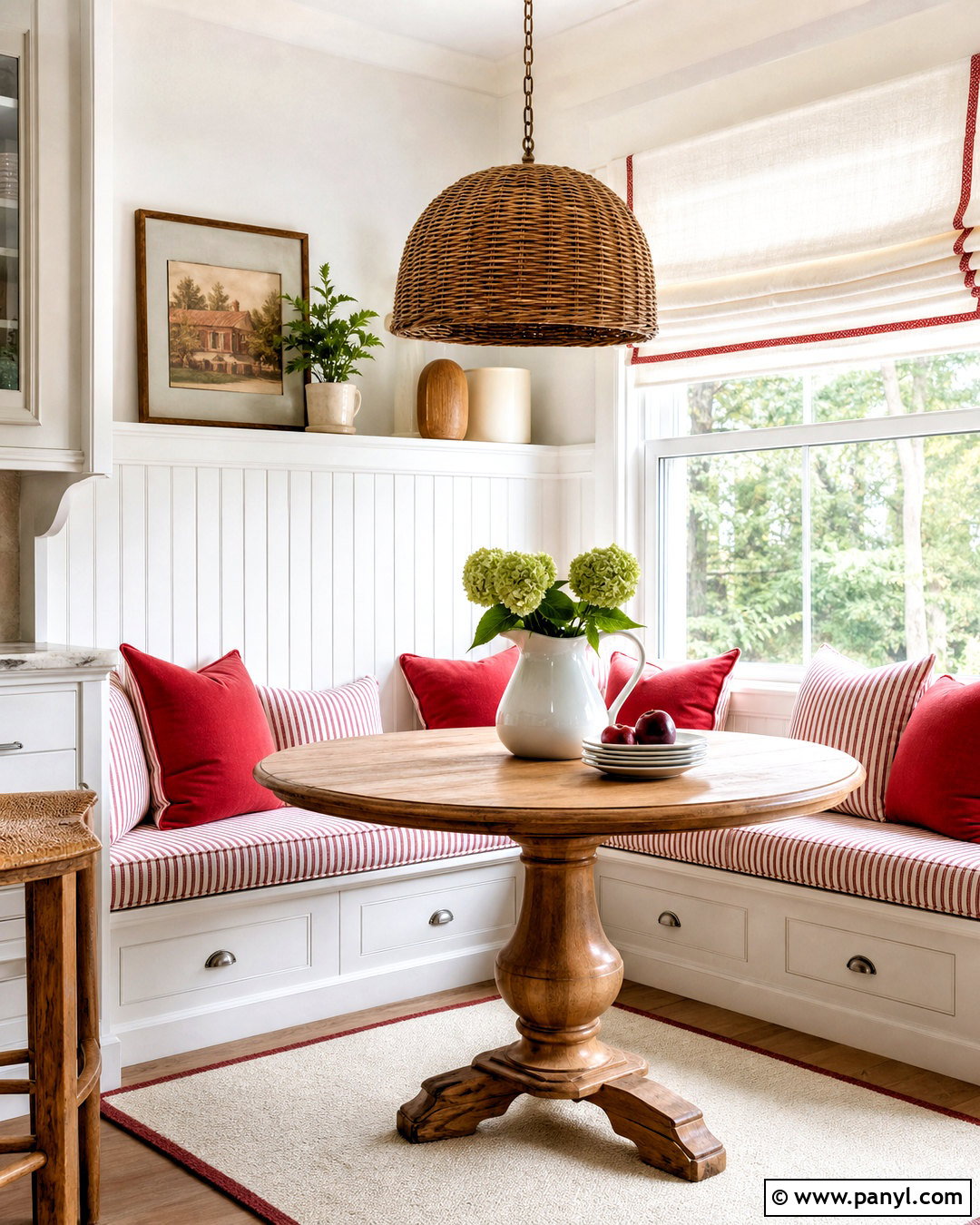 Red And White Breakfast Nook - 20 red and white decor ideas
