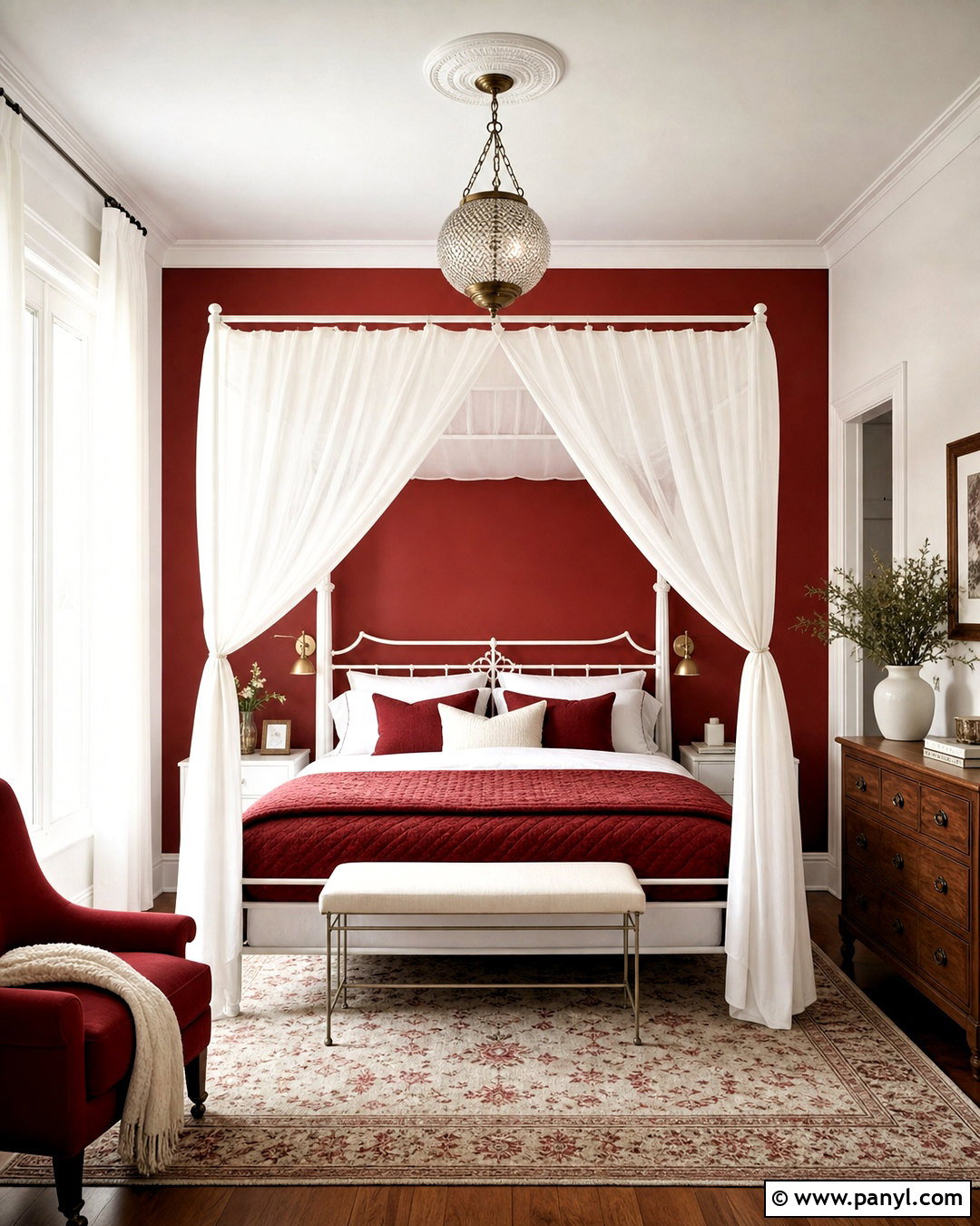 Red And White Canopy Bedroom - 20 red and white bedroom ideas