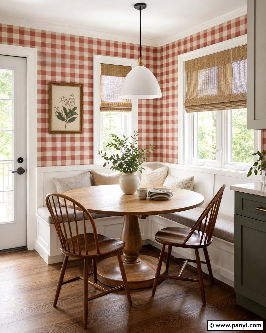 Red And White Checkered Breakfast Nook Wall - 20 Red And White Checkered Wall Ideas