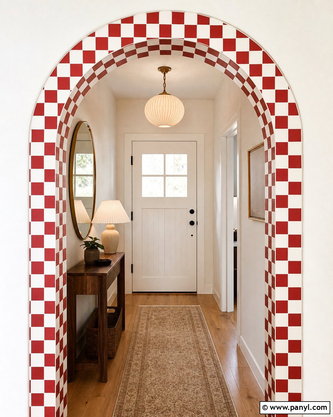 Red And White Checkered Entryway Arch - 20 Red And White Checkered Wall Ideas