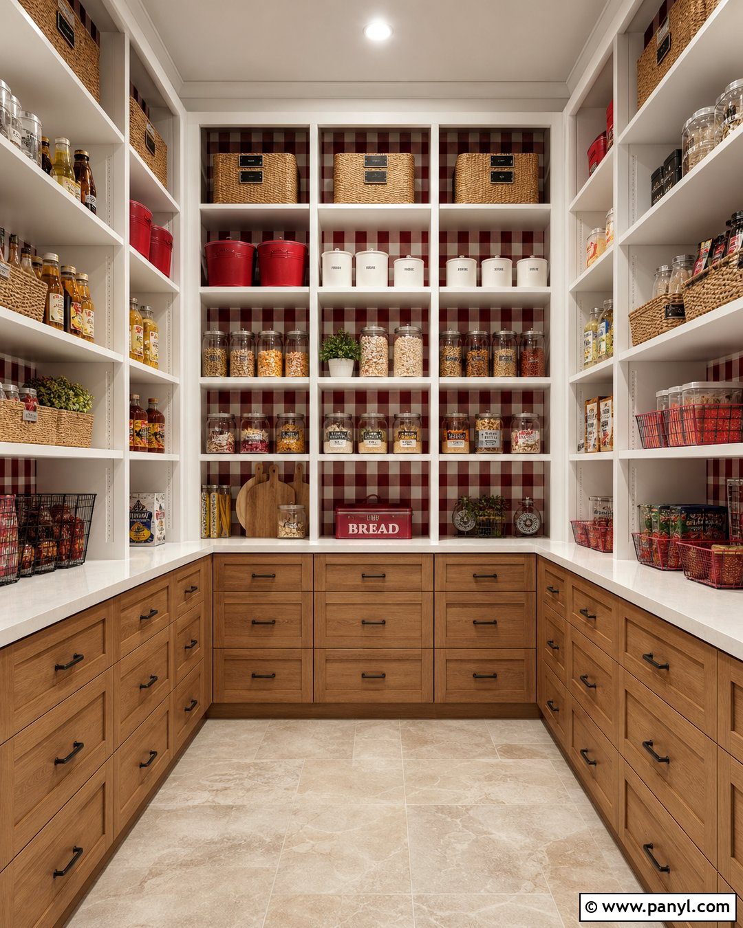 Red And White Checkered Pantry Wall - 20 Red And White Checkered Wall Ideas