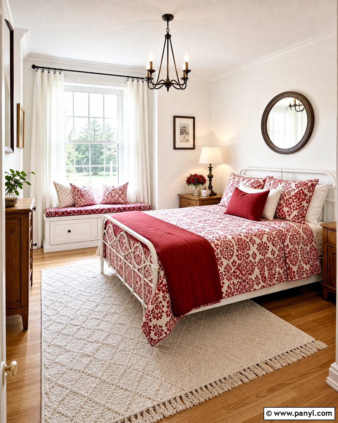 Red And White Damask Guest Bedroom - 20 red and white damask design ideas