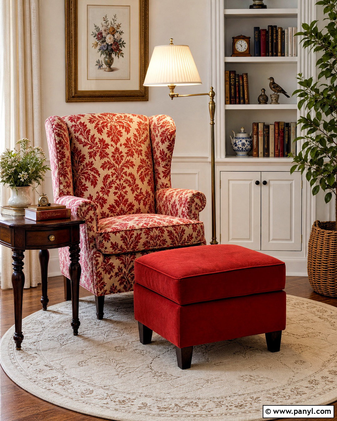 Red And White Damask Reading Nook - 20 red and white damask design ideas