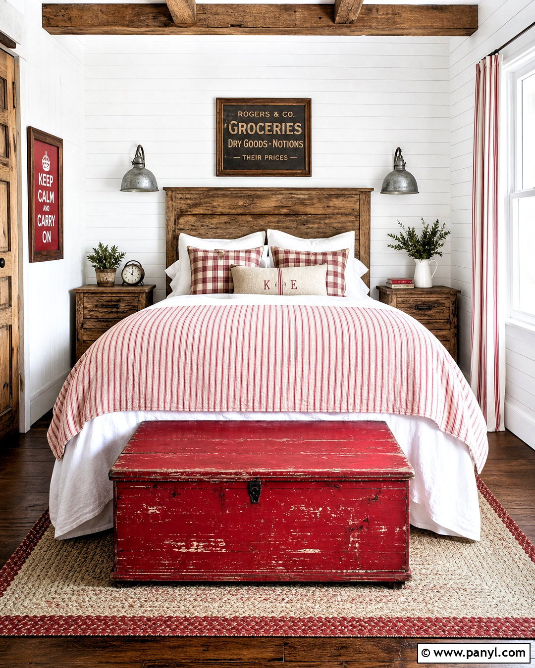 Red And White Farmhouse Bedroom - 20 red and white bedroom ideas