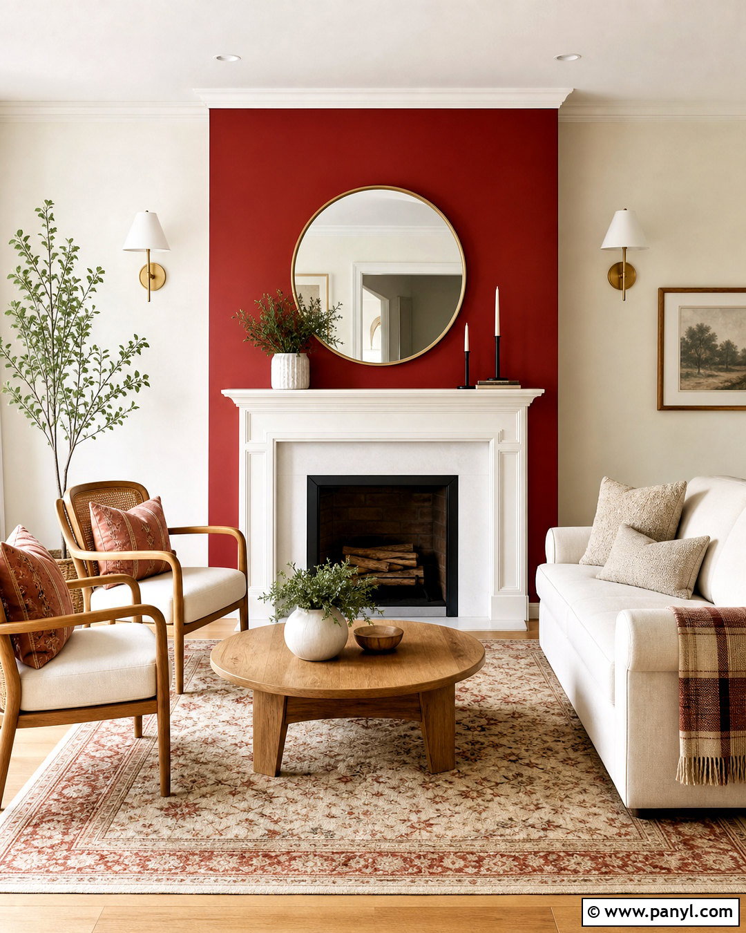 Red And White Fireplace Wall - 20 red and white decor ideas