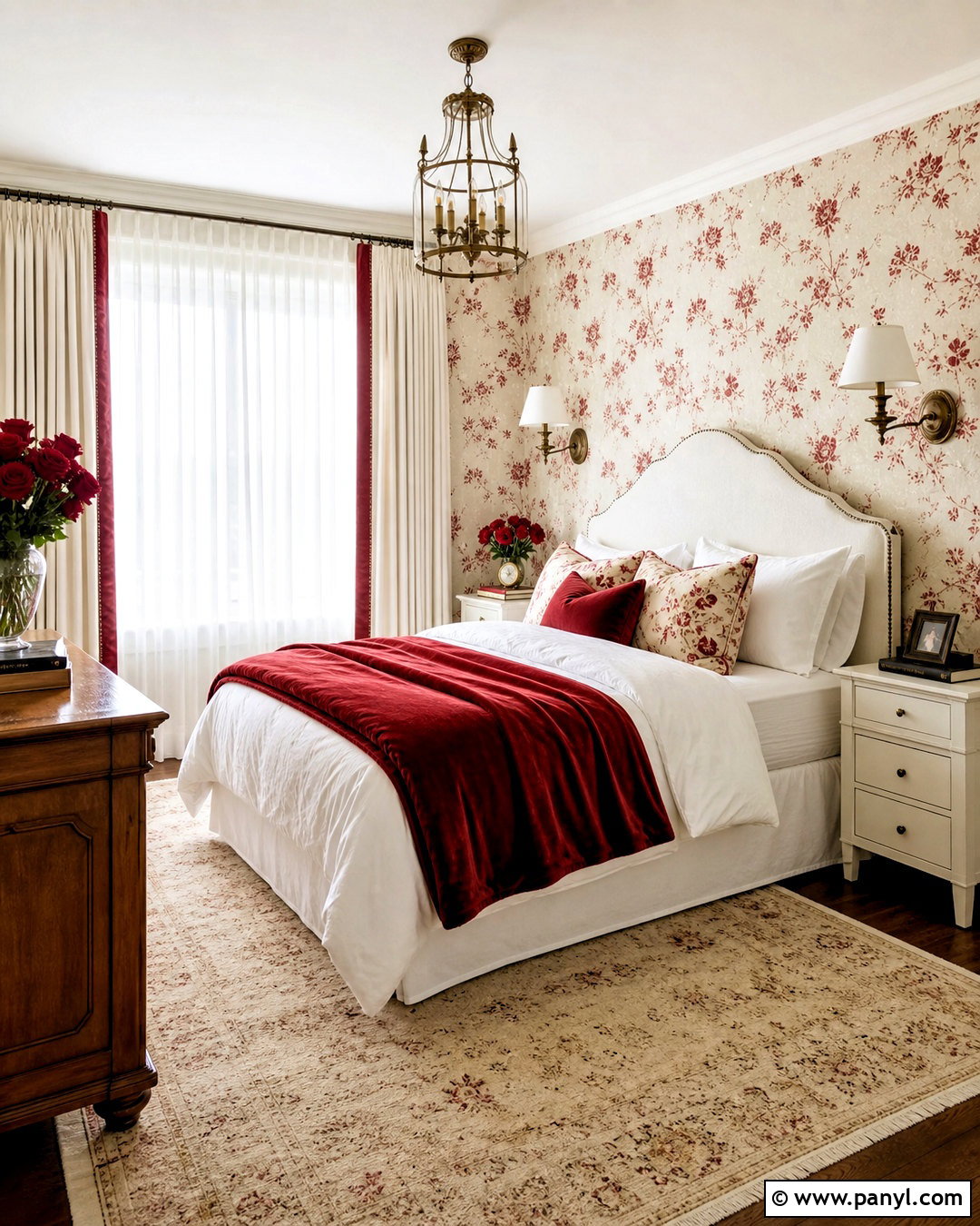 Red And White Floral Bedroom - 20 red and white bedroom ideas