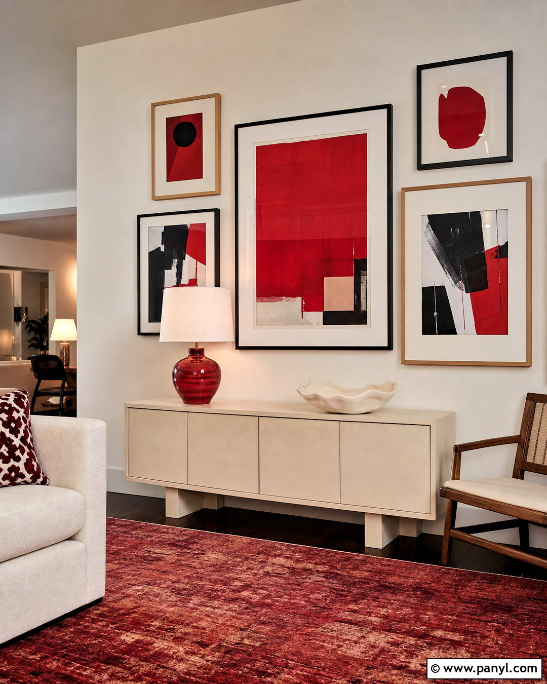 Red And White Gallery Wall - 20 red and white decor ideas