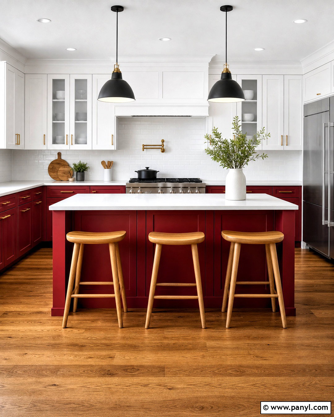 Red And White Kitchen Cabinets - 20 red and white decor ideas
