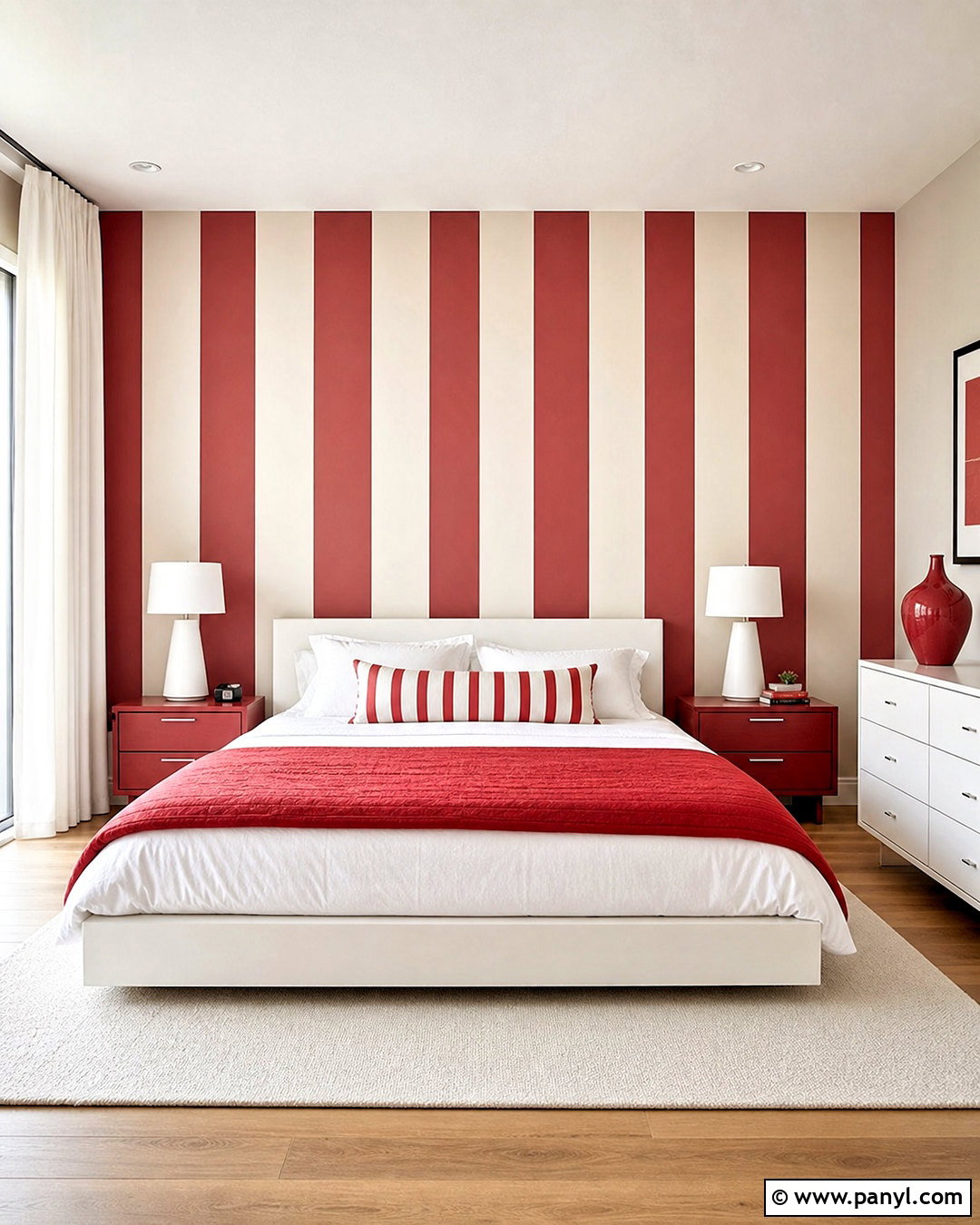 Red And White Striped Bedroom - 20 red and white bedroom ideas